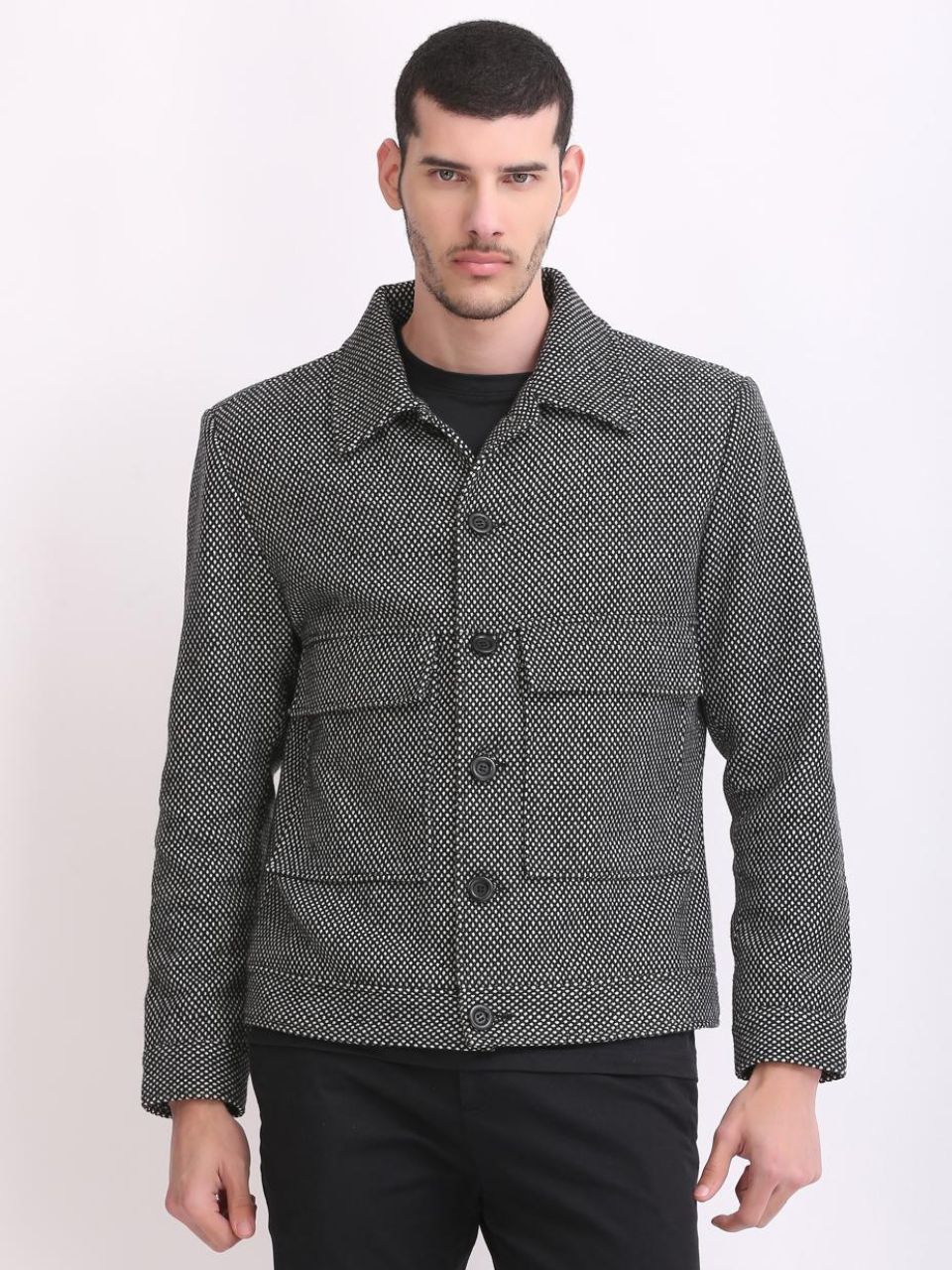 1 Black & White Bird Eye Fancy Jacket - Image 1