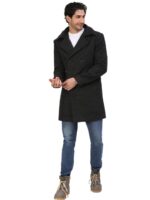 Classic Black Double-Breasted Over Coat