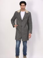 Charcoal Grey Melange Wool Trench Coat