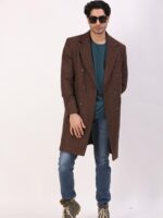 Tan Self Bird Eye Weave Over Coat - Image 2