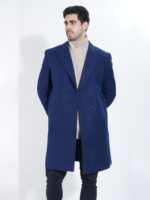 Ink Blue Wool Long Coat - Image 3
