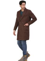 Tan Self Bird Eye Weave Over Coat - Image 4