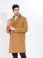 Classic Camel Fur Collar Luxury Warm Over Coat - Image 5