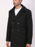 Classic Black Double-Breasted Over Coat - Image 5