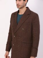 Tan Self Bird Eye Weave Over Coat - Image 5