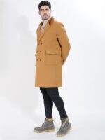 Classic Camel Fur Collar Luxury Warm Over Coat - Image 6