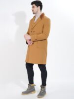 Classic Camel Fur Collar Luxury Warm Over Coat - Image 7